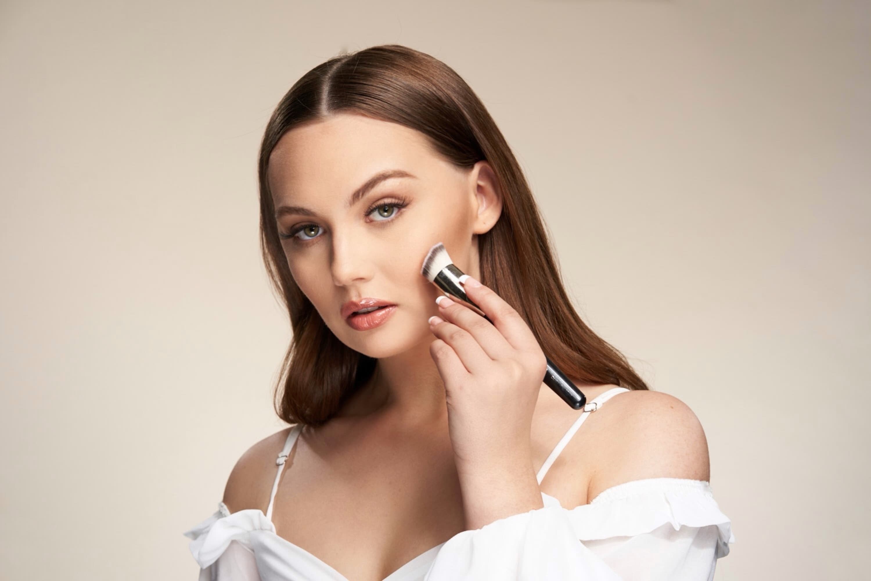 Premium Angled Contour Brush in use